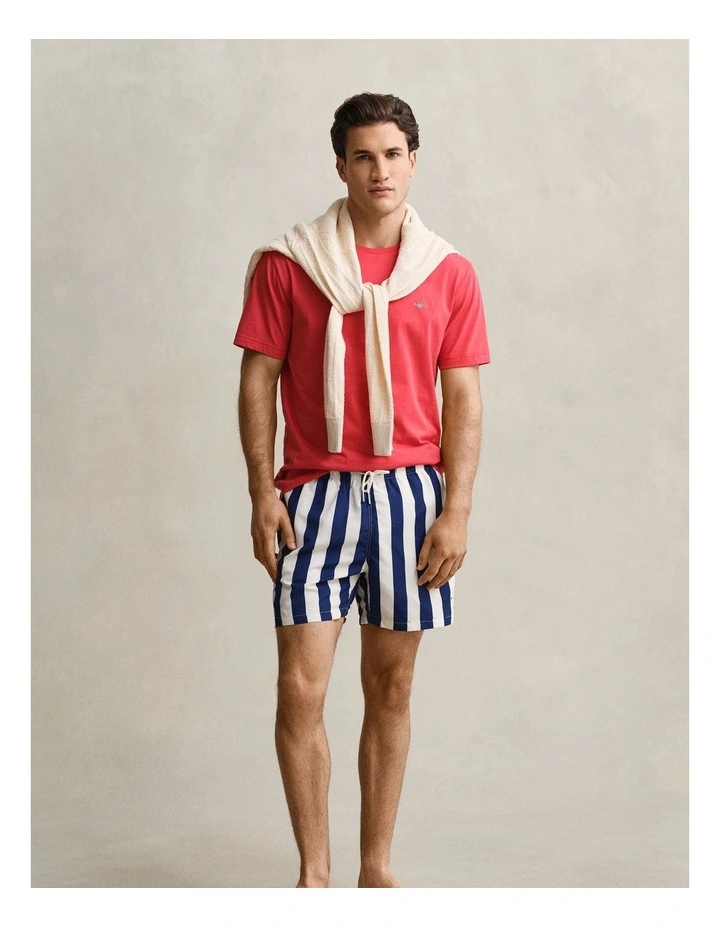 Block Striped Swim Shorts in Rich Navy image 4