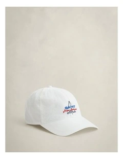 Graphic Crinkled Cap in Eggshell
