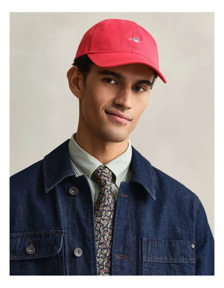 Shield Cotton Twill Cap in Rose Red image 3