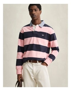 Chambray Collar Striped Heavy Rugger in Bubblegum Pink