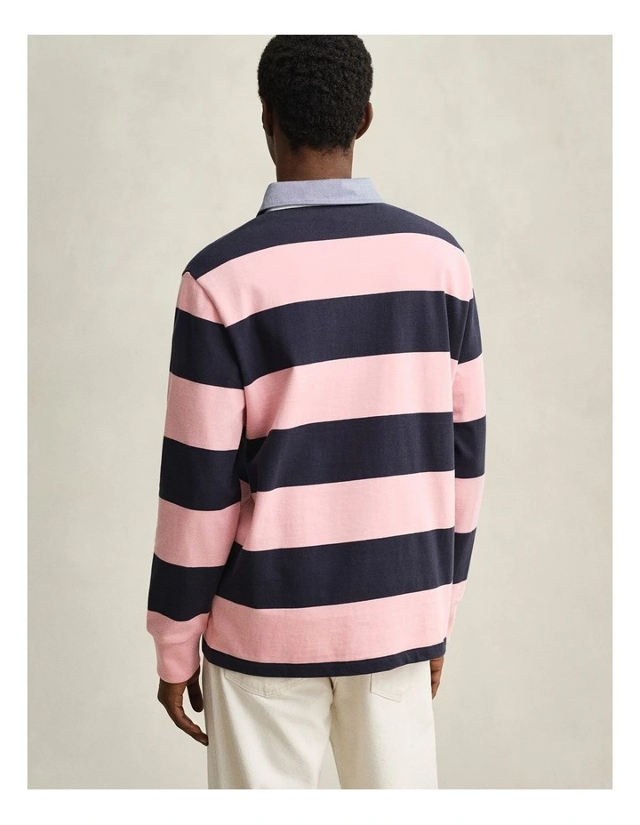 Chambray Collar Striped Heavy Rugger in Bubblegum Pink image 2