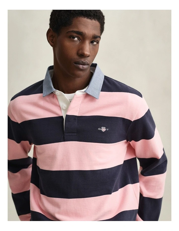 Chambray Collar Striped Heavy Rugger in Bubblegum Pink image 3