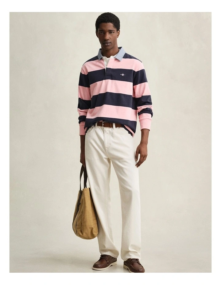 Chambray Collar Striped Heavy Rugger in Bubblegum Pink image 4