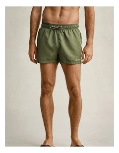 Quick Drying Logo Swim Shorts in Dry Herb Green
