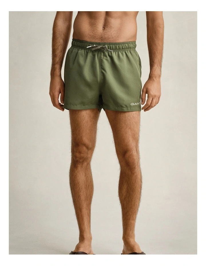 Quick Drying Logo Swim Shorts in Dry Herb Green image 1