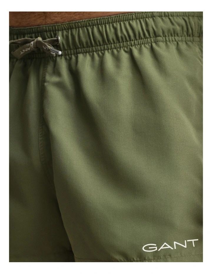 Quick Drying Logo Swim Shorts in Dry Herb Green image 3