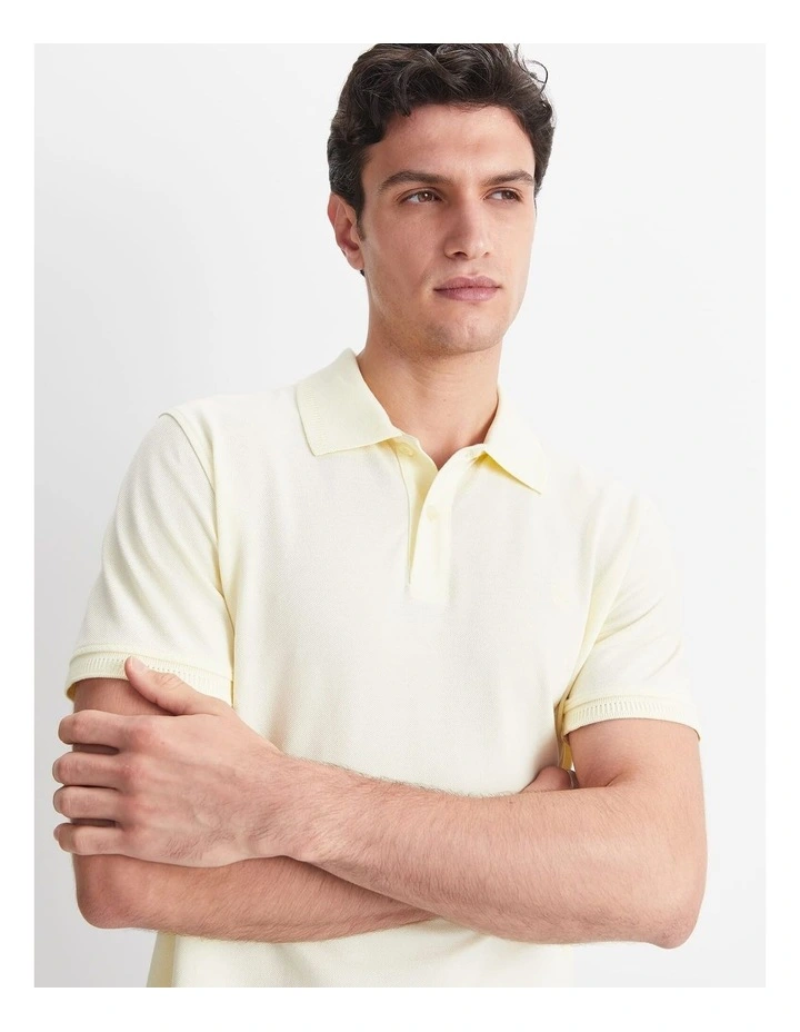 Pique Polo Shirt in Yellow image 5