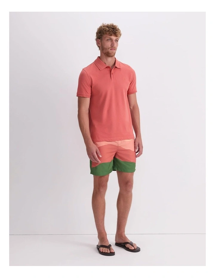 Pique Polo Shirt in Red image 3