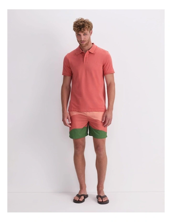 Pique Polo Shirt in Red image 4