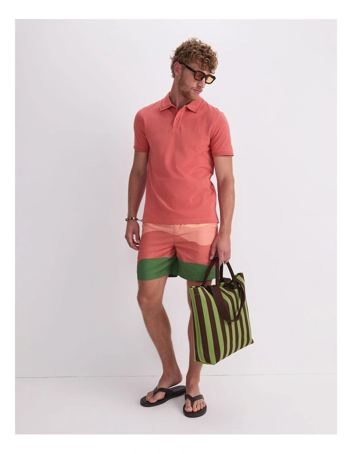 Pique Polo Shirt in Red image 5