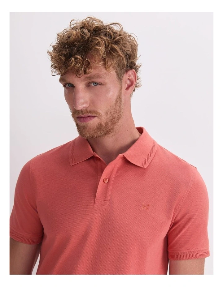Pique Polo Shirt in Red image 6