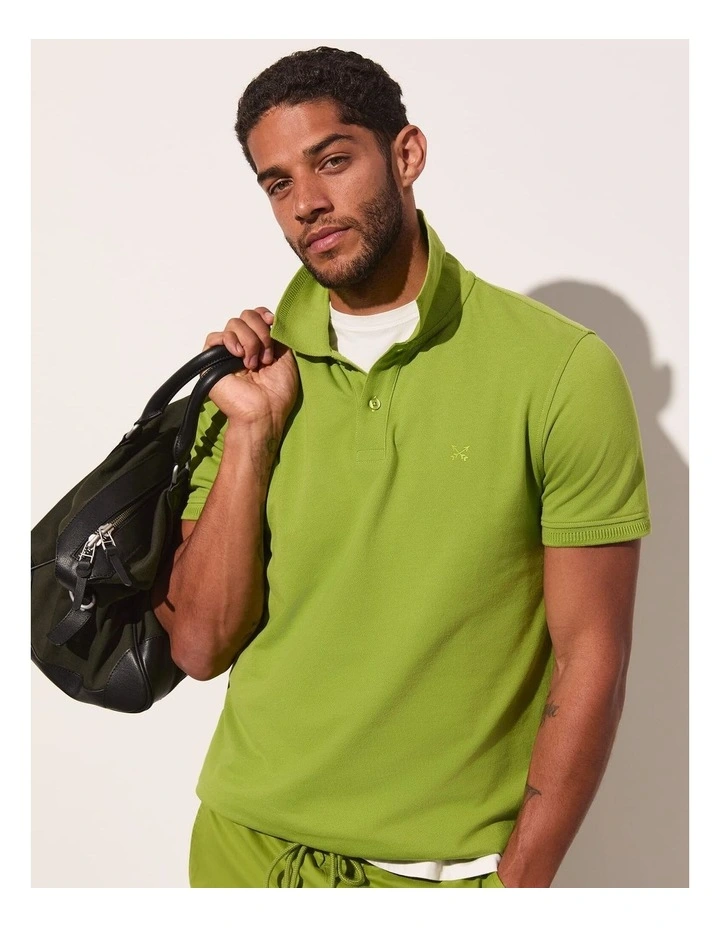 SC Pique Polo Shirt in Pea image 5