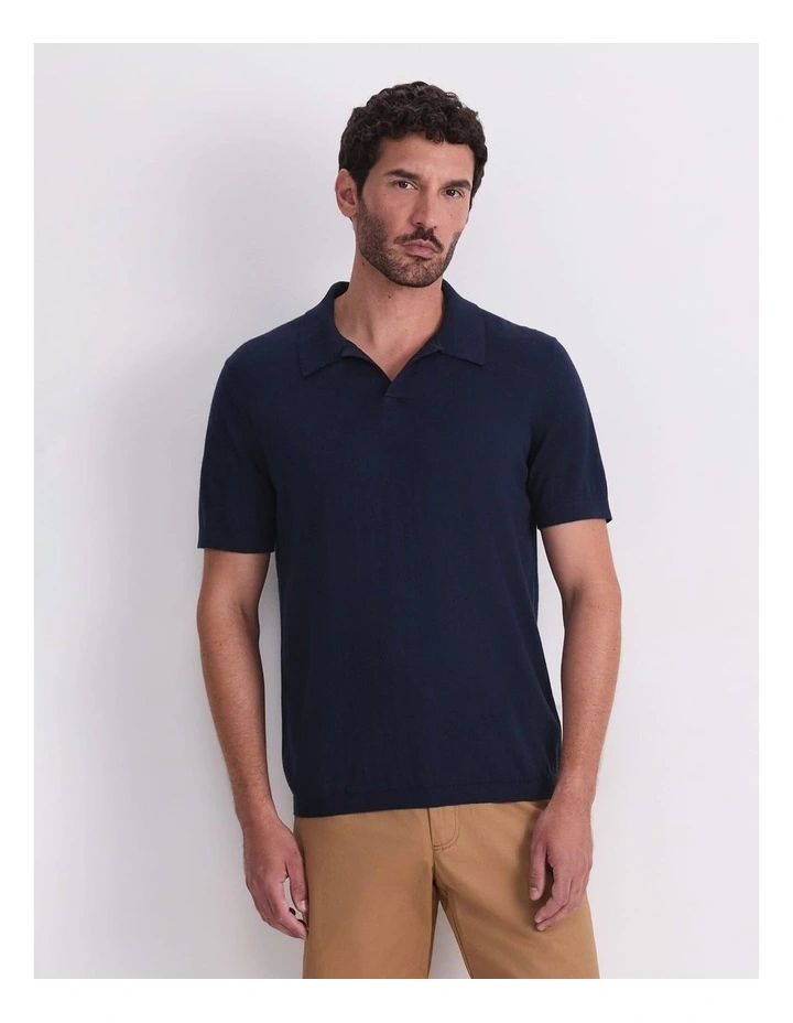 Ojas Knit Polo Shirt in Black image 1