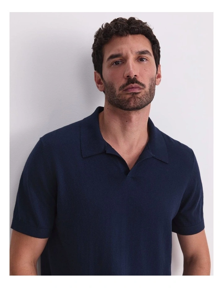 Ojas Knit Polo Shirt in Black image 5