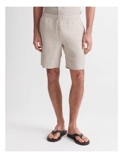 Caffery Yarn Dyed Linen Short in Brown