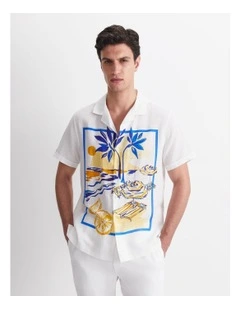 Miles Linen Blend Print Shirt