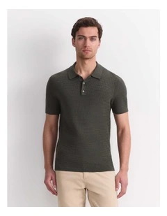 Alec Knit Polo in Khaki