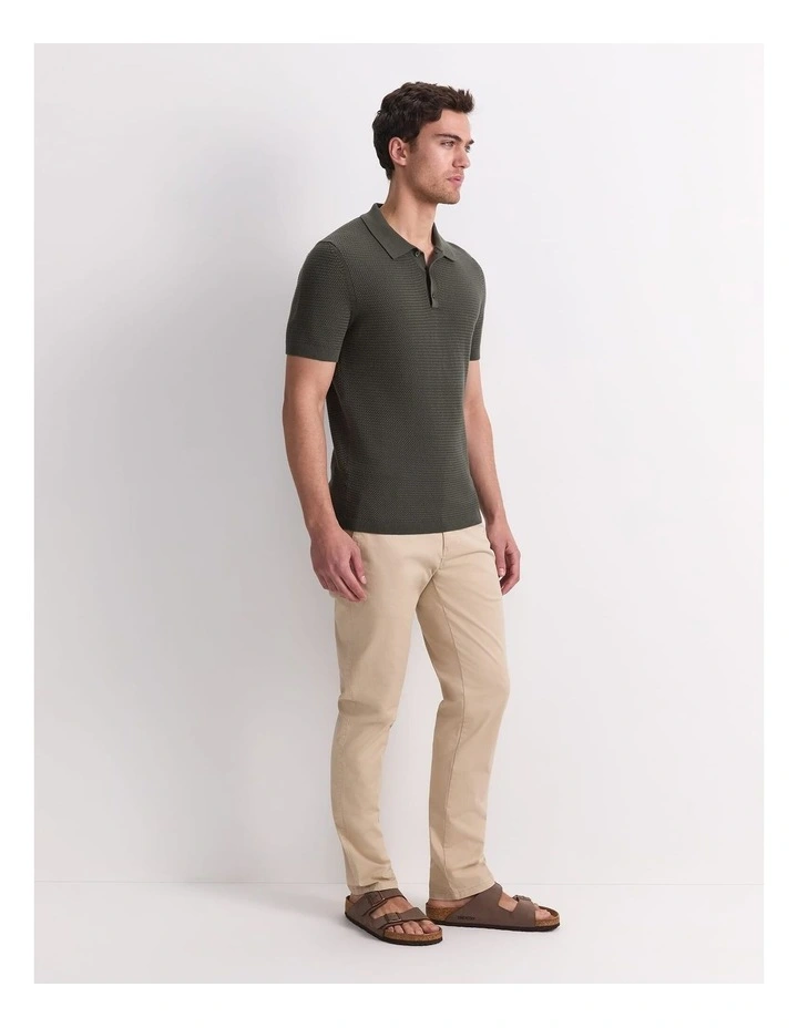 Alec Knit Polo Shirt in Green image 3