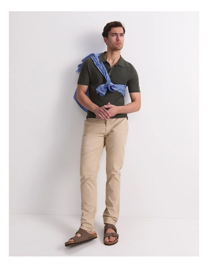 Alec Knit Polo in Khaki image 3