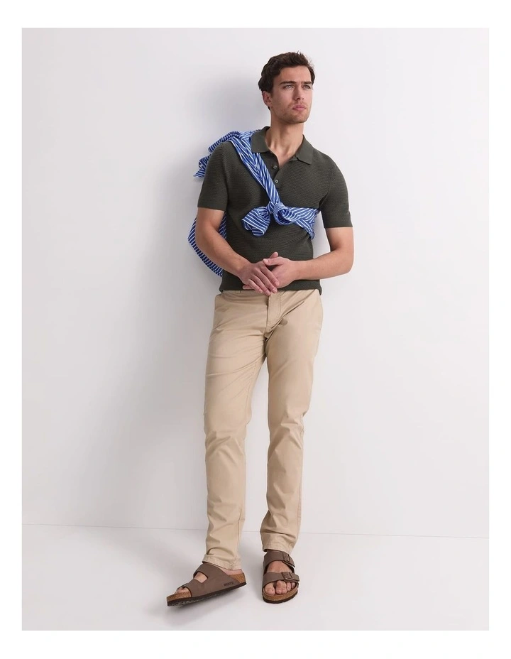 Alec Knit Polo Shirt in Green image 5