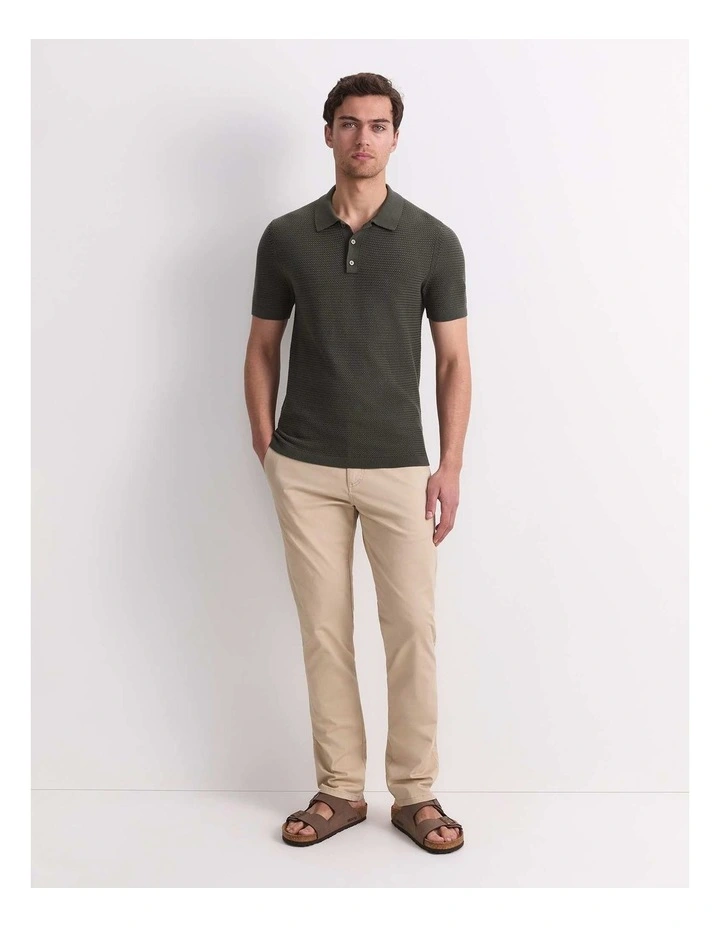 Alec Knit Polo in Khaki image 5