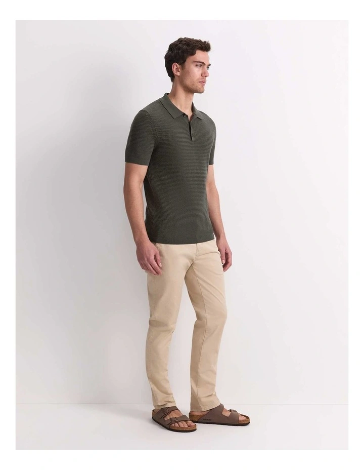 Alec Knit Polo in Khaki image 6