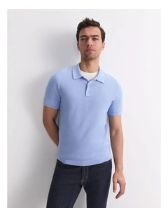 Alec Knit Polo Shirt in Blue