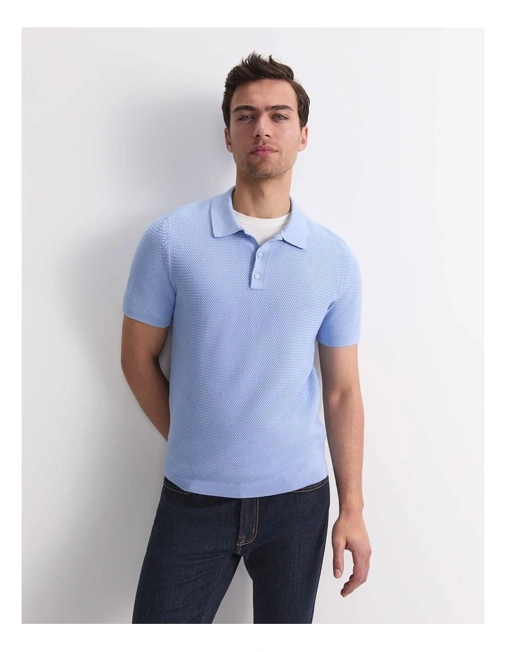 Alec Knit Polo in Pale Blue image 1