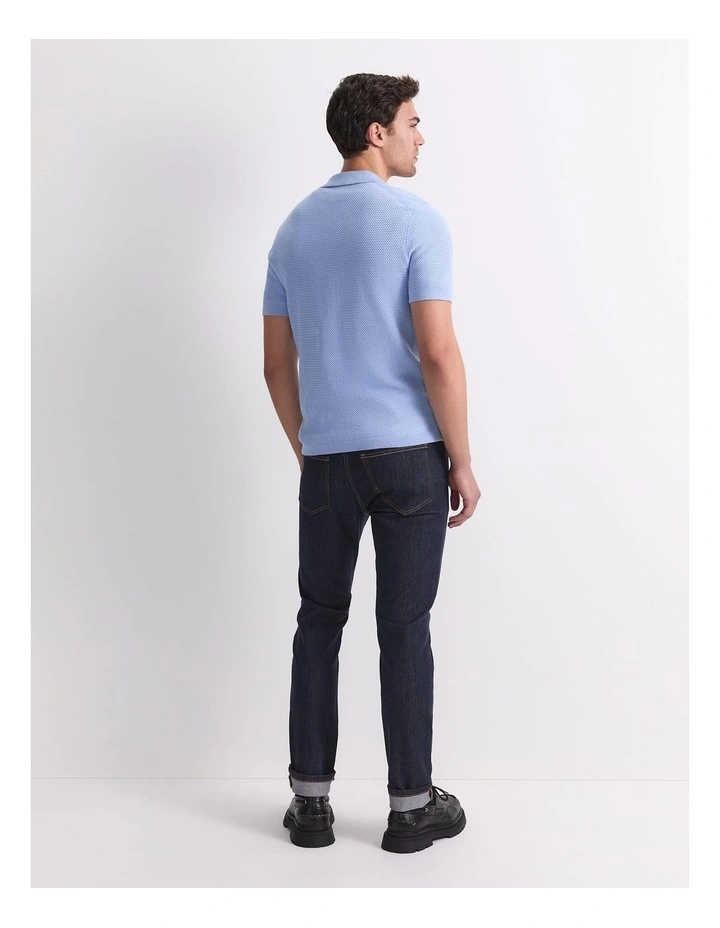Alec Knit Polo Shirt in Blue image 2