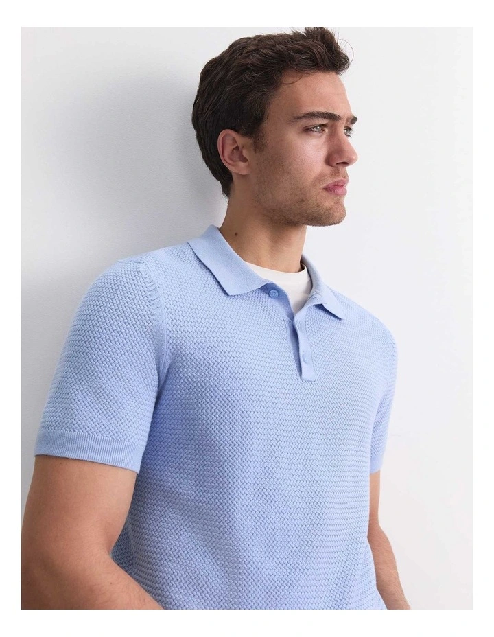 Alec Knit Polo in Pale Blue image 2