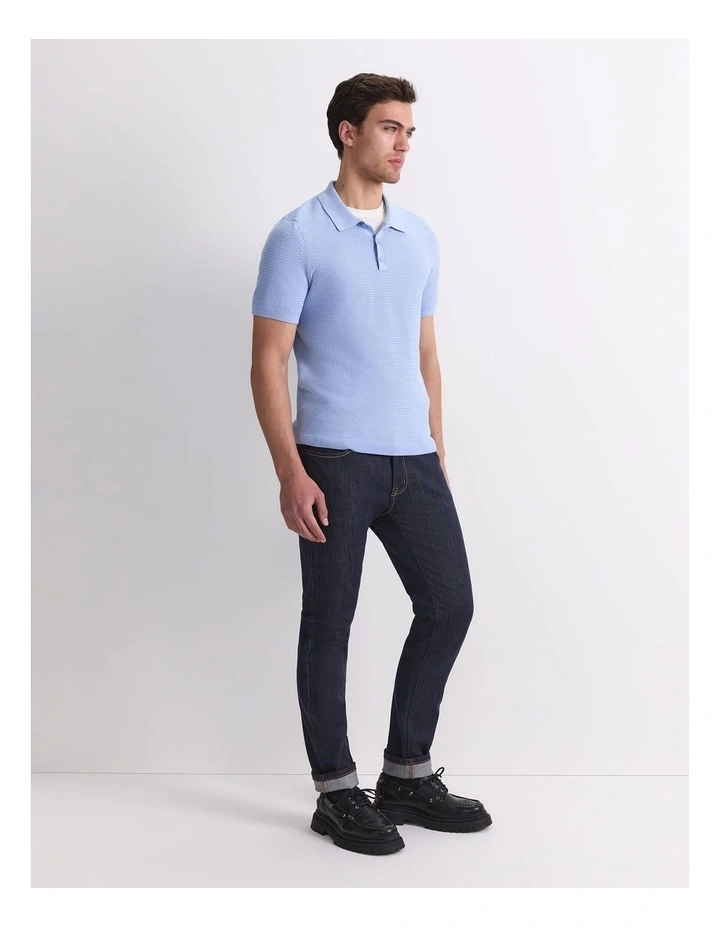 Alec Knit Polo Shirt in Blue image 3