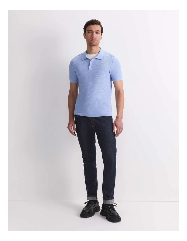 Alec Knit Polo in Pale Blue image 3