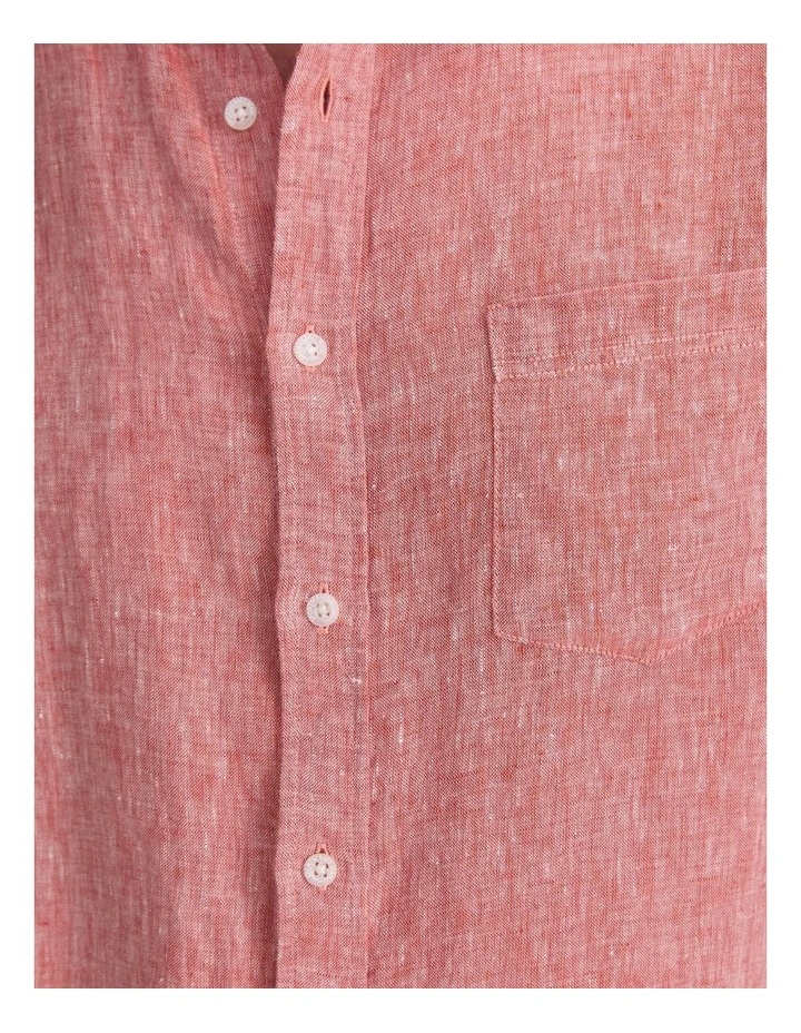 Long Sleeve Linen Yarn-Dyed Shirt in Red image 7