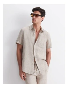 Short Sleeve Yarn-Dyed Linen Shirt