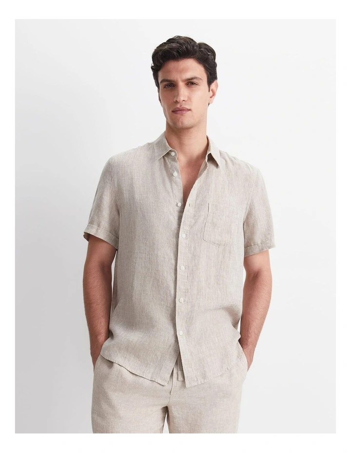 Short Sleeve Yarn-Dyed Linen Shirt image 5