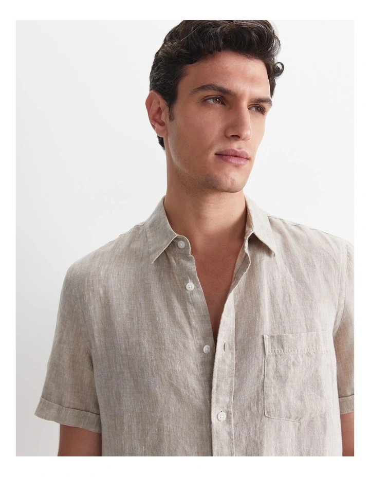 Short Sleeve Yarn-Dyed Linen Shirt image 6
