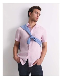 Short Sleeve Yarn-Dyed Linen Shirt