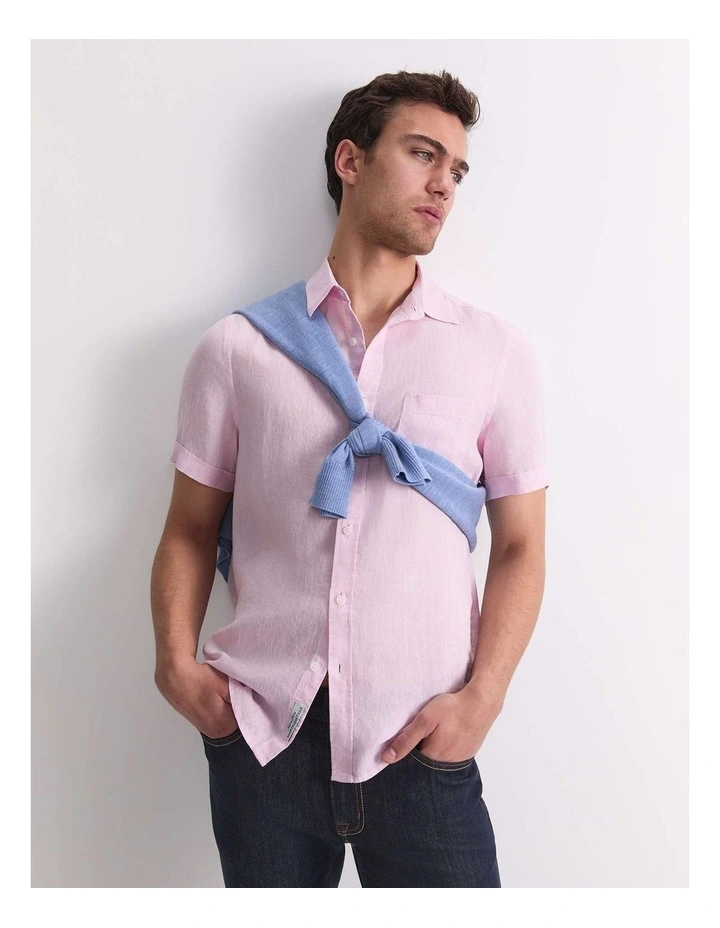 Short Sleeve Yarn-Dyed Linen Shirt image 1