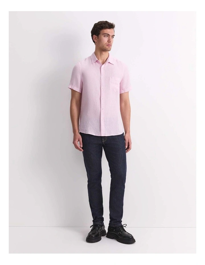 Short Sleeve Yarn-Dyed Linen Shirt image 3