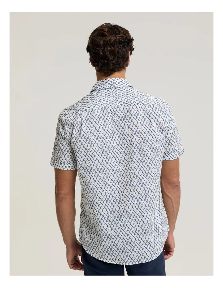 Guy Short Sleeve Liberty Print Shirt in White/Blue image 2