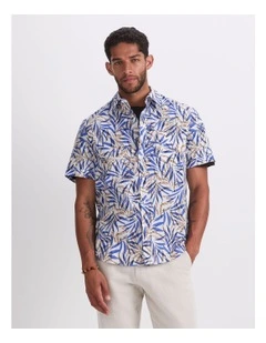 Mason Short Sleeve Shirt in Cornflower/White