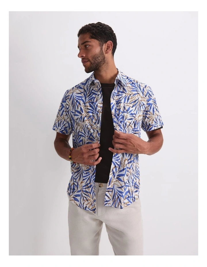 Mason Short Sleeve Shirt in Cornflower/White image 5