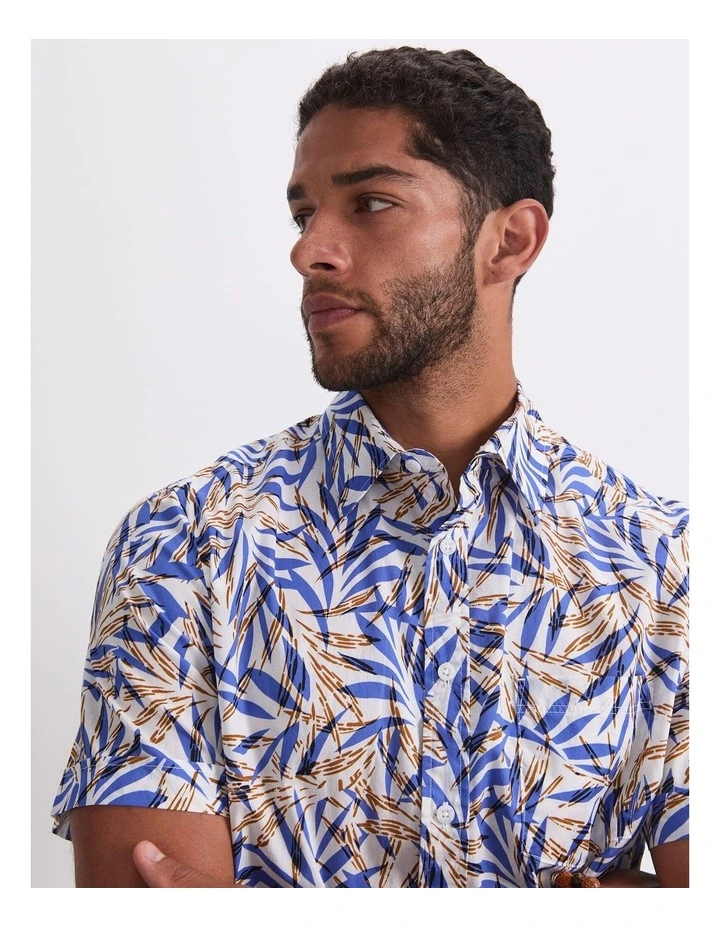 Mason Short Sleeve Shirt in Cornflower/White image 6
