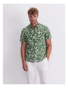 Milo Short Sleeve Print Shirt in Green
