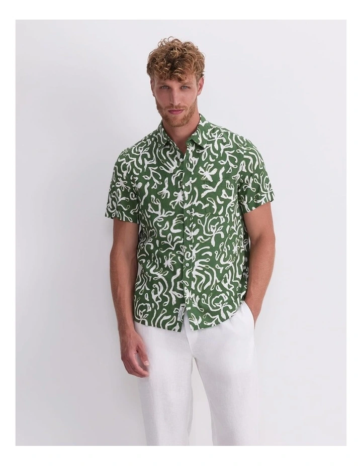 Milo Short Sleeve Print Shirt in Green image 1