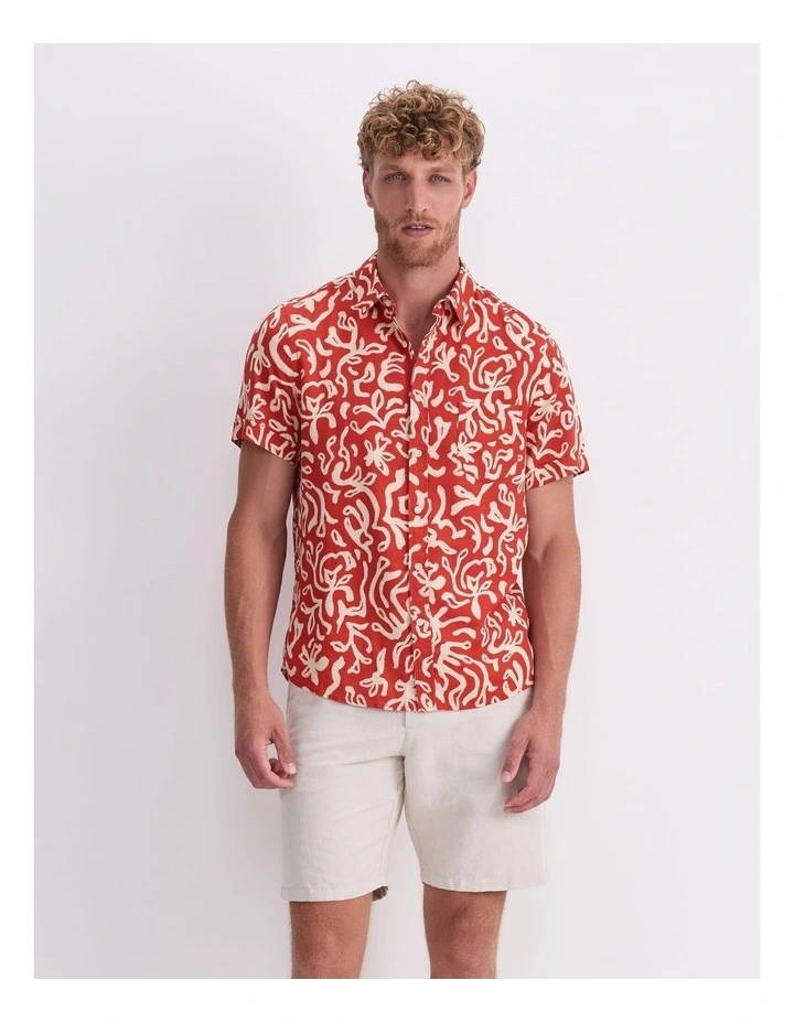 Milo Short Sleeve Print Shirt in Red image 1