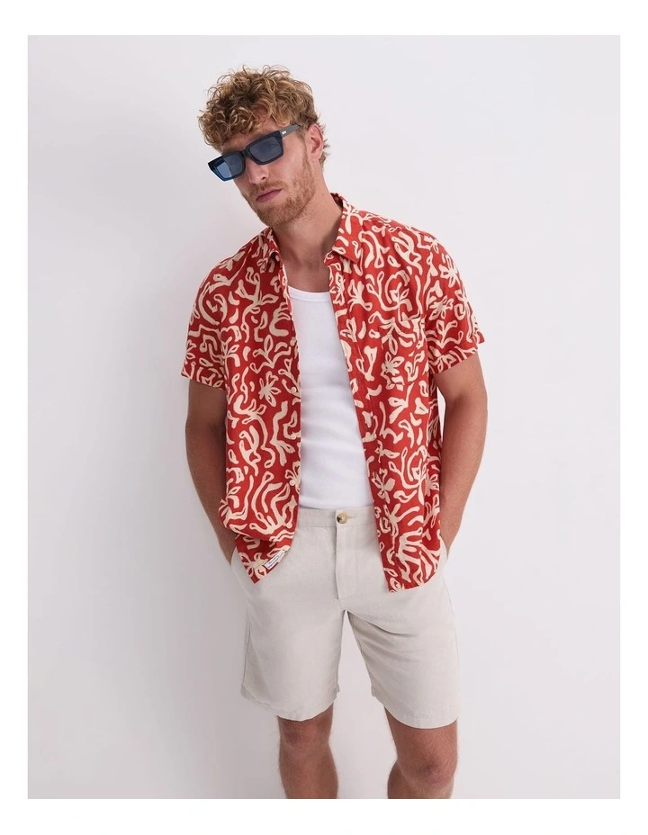 Milo Short Sleeve Print Shirt in Red image 5