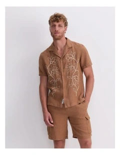 Jarvis Embroidery Shirt in Brown