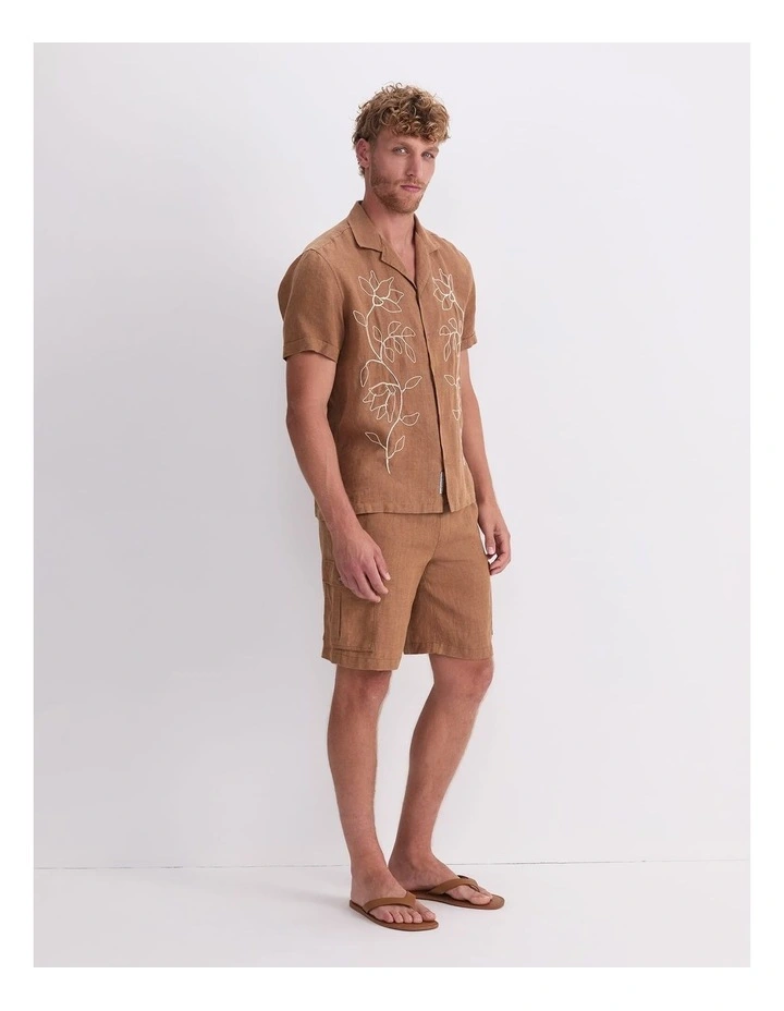 Jarvis Embroidery Shirt in Brown image 3