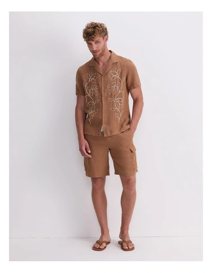 Jarvis Embroidery Shirt in Brown image 4